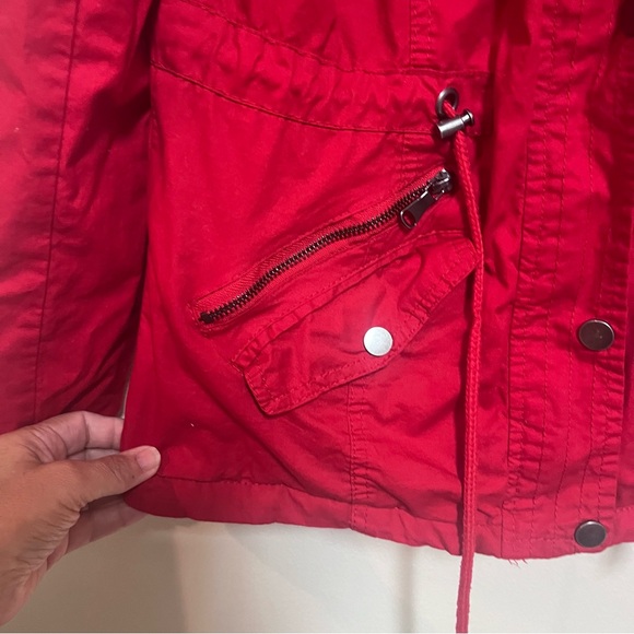 Red jacket woman’s  Snobbish Medium outdoors pockets hooded vintage - Picture 3 of 10